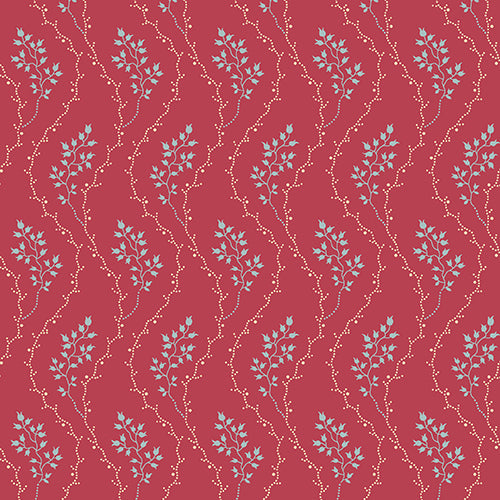 Wavy dot floral in red fra kollektionen Cloverdale House af Di Ford for Andover Fabrics