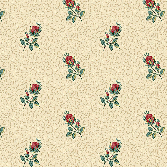 First Rose i farven cream fra kollektionen Anne's English Scrap Box af Di Ford for Andover Fabrics