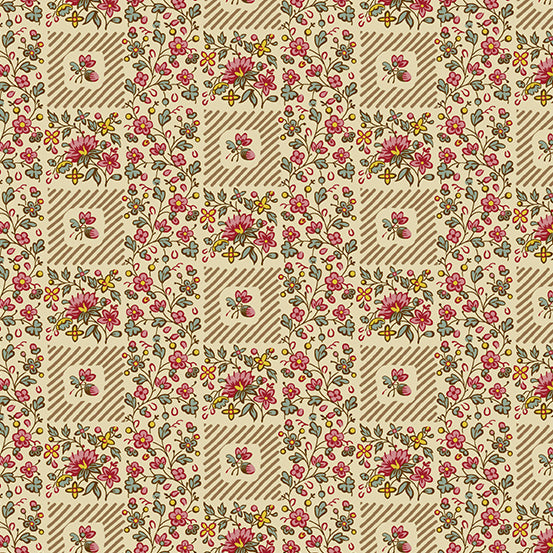 French Garden i farven rose fra kollektionen Anne's English Scrap Box af Di Ford for Andover Fabrics