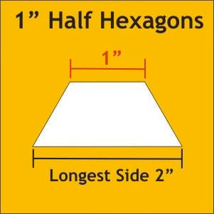 1 inch halve hexagoner, 100 stk fra PaperPieces