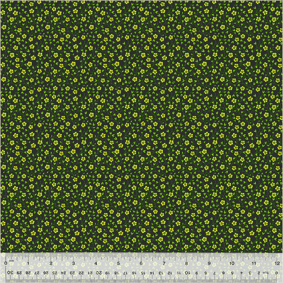 Flourishing i farven Soot fra kollektionen Circa: Poison Green fra Windham Fabrics