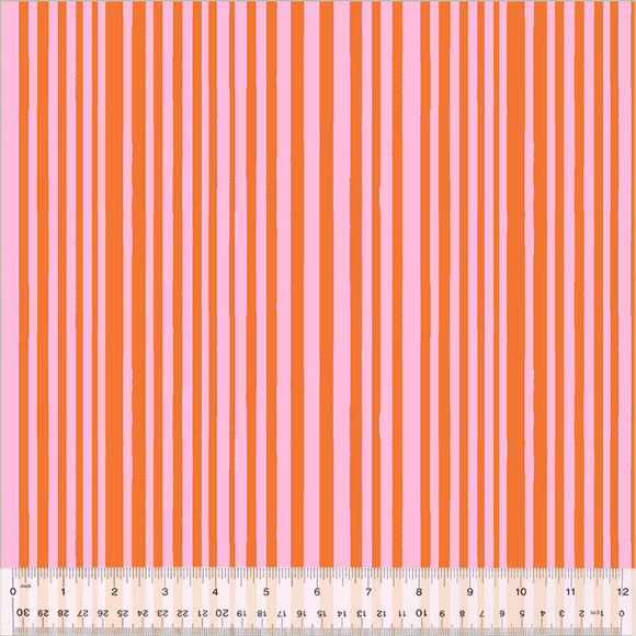 Mini Stripe i farven  Posy-Pumpkin fra kollektionen Kaleidoscope  af Annabel Wrigley for Windham Fabric