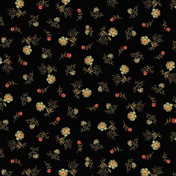 Poppy Field i farven Black fra kollektionen Heartstone af Lynn Wilder for Marcus Fabrics