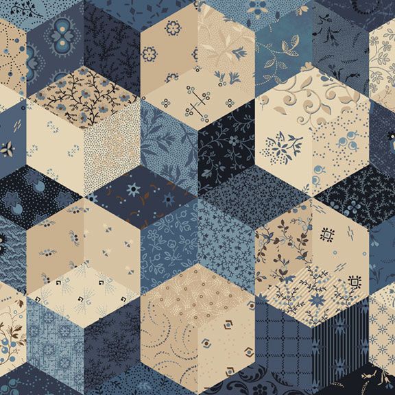 Pam's Stars cheater print in blue af Pam Buda fra Marcus Brothers