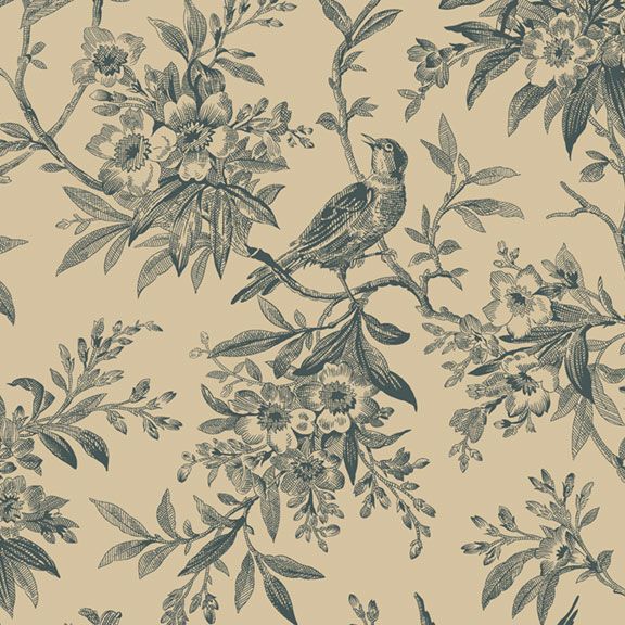 Toile bagsidestof i navy fra kollektionen Haberdashery af Dawn Heese for Marcus Fabrics