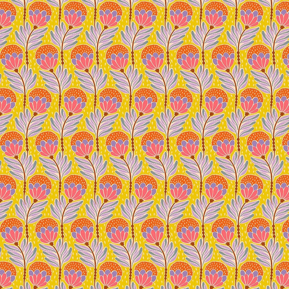 Bouncy Bloom i saffron fra kollektionen Shooting Star af Anna Maria Textiles