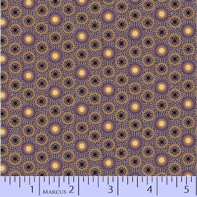 Scrappier Dots i violet og gylden af Judie Rothermel for Marcus Fabrics