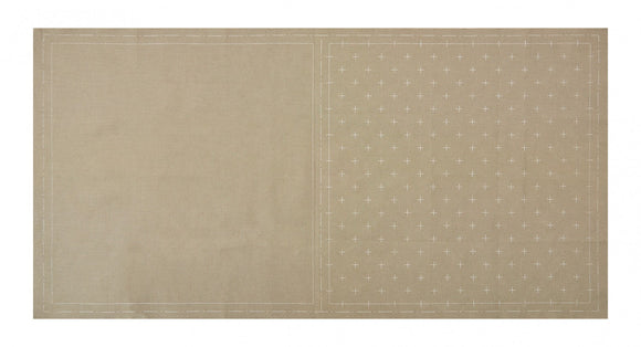 Cosmo Sashiko Cotton & Linen Precut Fabric - Kasuri - Gray - fortrykt stof til Sashiko fra Lecien
