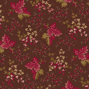 Falling Leaves i farven burgundy fra kollektionen Anne's English Scrap Box af Di Ford for Andover Fabrics