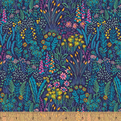 Meadow dark floral fra kollektionen Solstice af Sally Kelly for Windham Fabrics