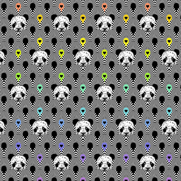 Pandamonium i farven Ink fra kollektionen Linework af Tula Pink