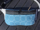 Cosmo Sashiko Cotton & Linen Precut Fabric - Circle - Blue - fortrykt stof til Sashiko fra Lecien